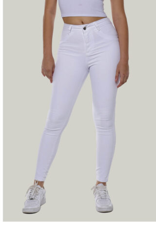 Calça Jeans Skinny Branca Cintura Alta com Elastano Sob