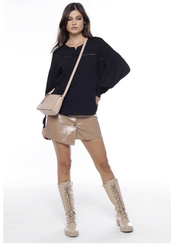 Blusa de  Manga Longa Feminina Bufante Sob Preta - Image 3