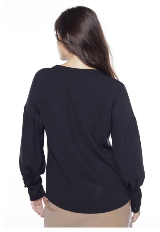 Blusa de  Manga Longa Feminina Bufante Sob Preta - Image 6