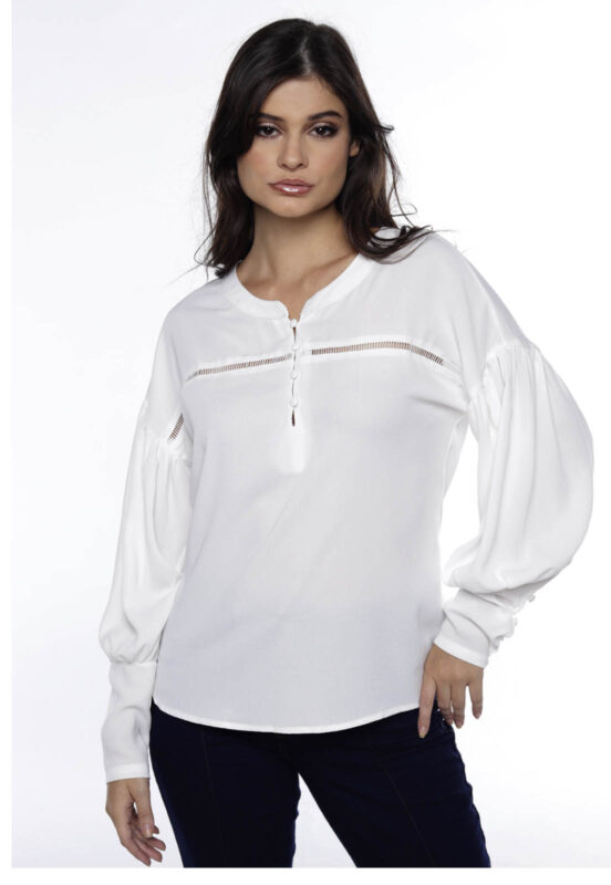 Blusa de  Manga Longa Feminina Bufante Sob Branca - Image 5