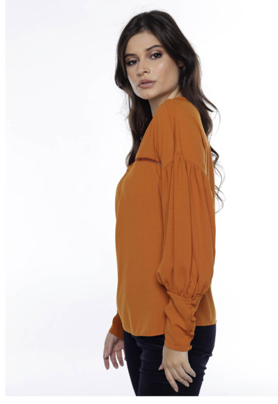 Blusa de  Manga Longa Feminina Bufante Sob Terracota - Image 4