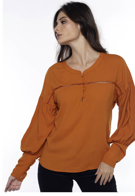 Blusa de  Manga Longa Feminina Bufante Sob Terracota - Image 5