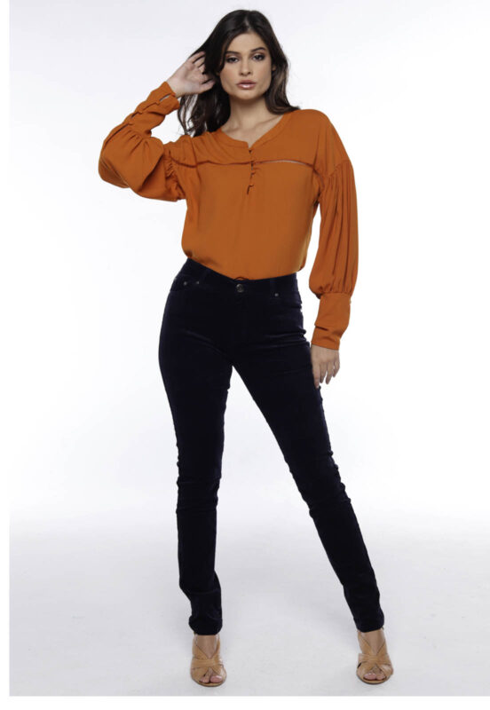 Blusa de  Manga Longa Feminina Bufante Sob Terracota - Image 3