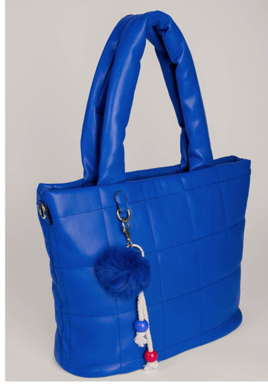 Bolsa Azul Royal Puffer Média em Matelassê Alça Acolchoada - Image 3
