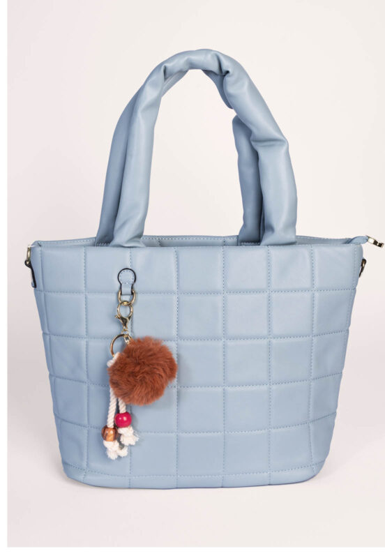Bolsa Azul Clara Puffer Média em Matelassê Alça Acolchoada - Image 3