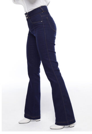 Calça Jeans Flare Azul Escura Sob com Elastano