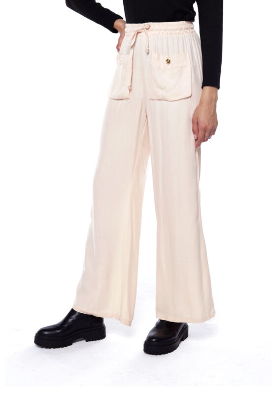 Calça Pantalona de Viscose Feminina Sob Bege - Image 7