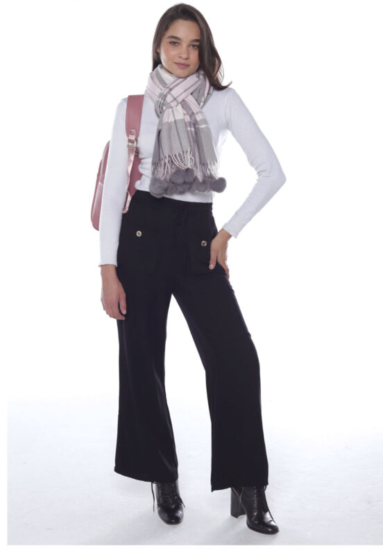 Calça Preta Pantalona de Viscose Feminina Sob - Image 3