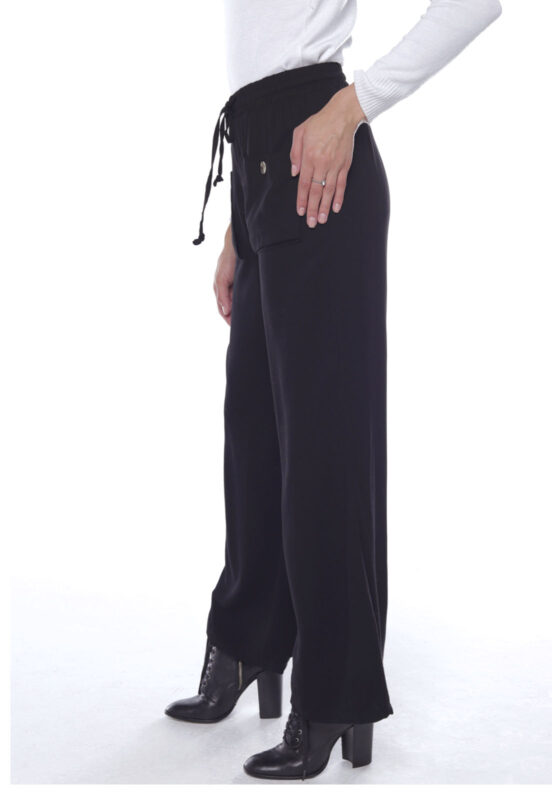 Calça Preta Pantalona de Viscose Feminina Sob - Image 6