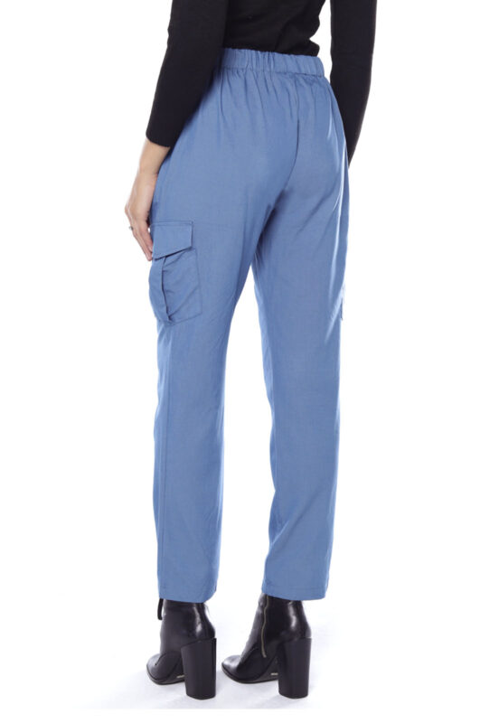 Calça Cargo Feminina Reta Sob Azul Clara - Image 6