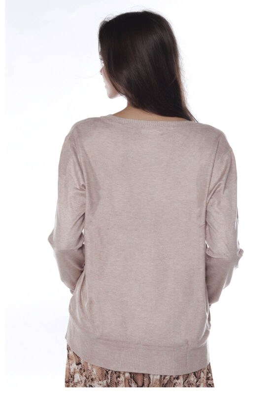 Blusa de Tricot Feminina Gola Canoa Sob Bege - Image 6