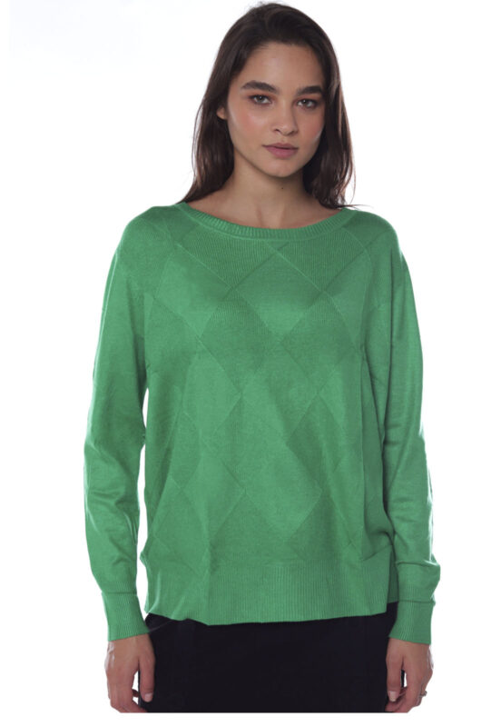 Blusa de Tricot Feminina Gola Canoa Sob Verde
