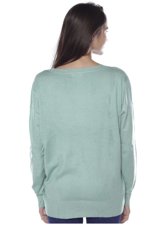 Blusa de Tricot Feminina Gola Canoa Sob Verde Claro - Image 6