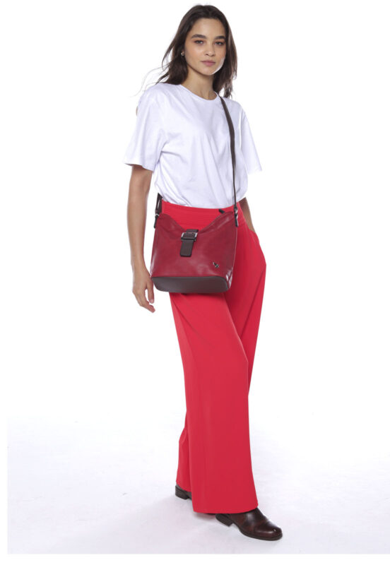 Bolsa Feminina Transversal Média com Zíper Sob Vermelha - Image 6