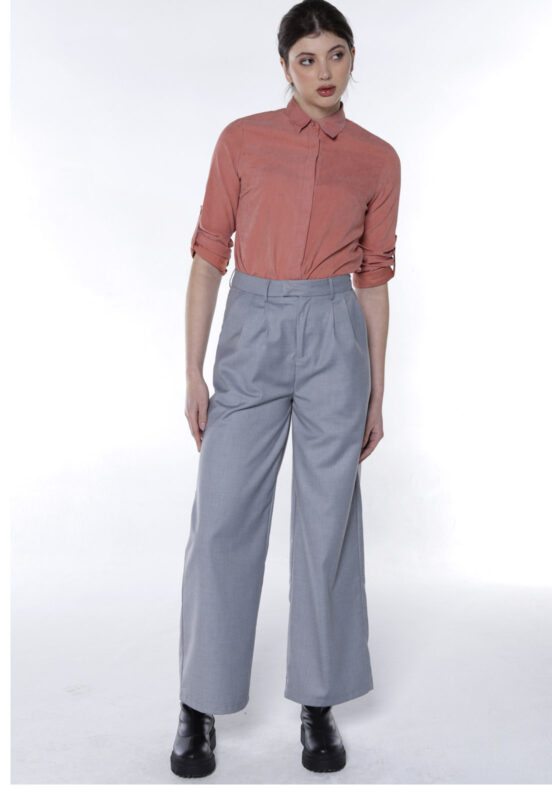 Camisa Feminina Lisa Manga Longa Estonada Sob Coral - Image 2