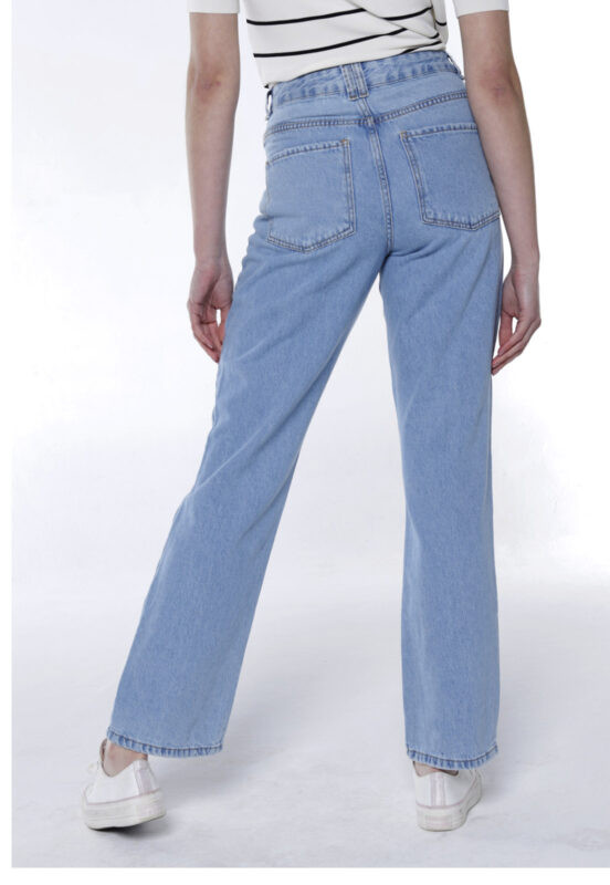 Calça Jeans Mom Feminina Reta Sob Azul Delavê - Image 6
