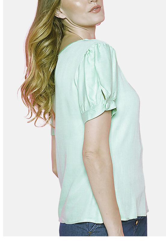 Blusa de Viscose Manga Curta Decote V Sob Verde Clara - Image 2