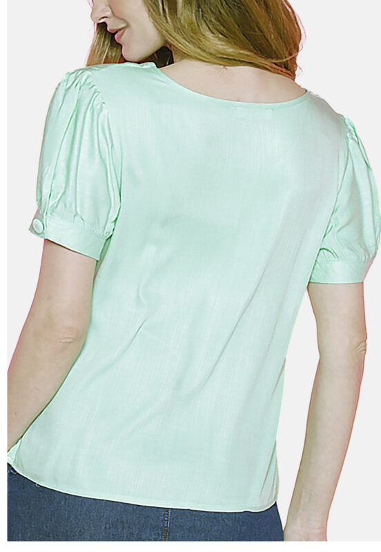 Blusa de Viscose Manga Curta Decote V Sob Verde Clara - Image 3
