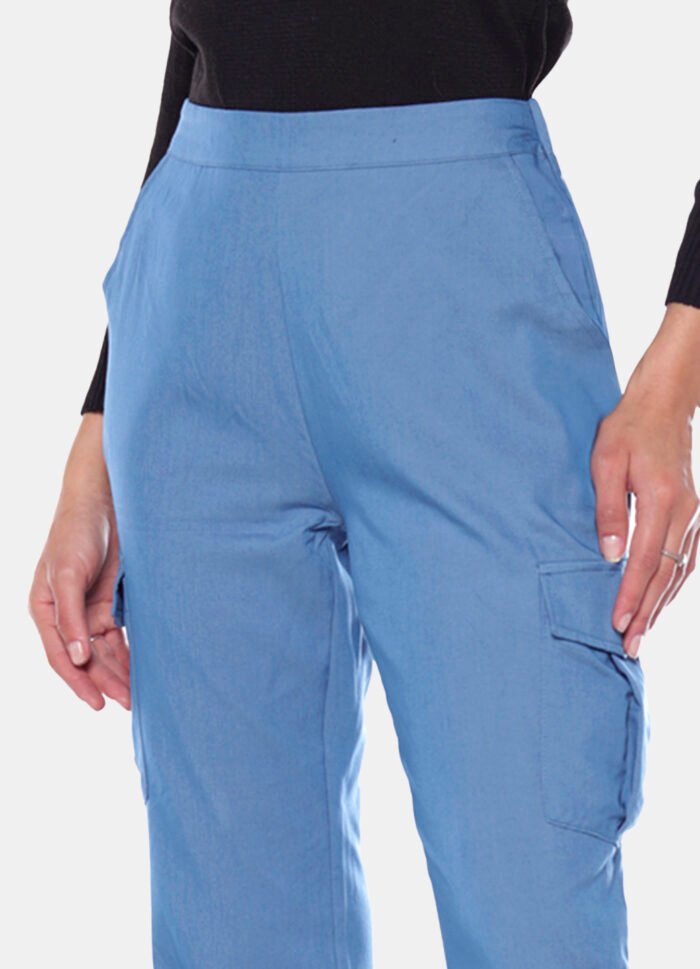 Calça Cargo Feminina Reta Sob Azul Clara - Imagem 5
