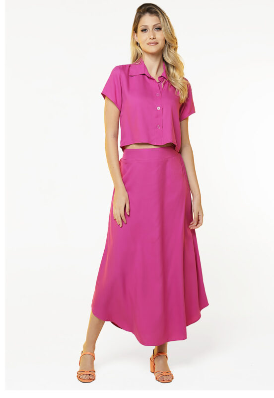 Saia Longa Lisa em Viscose com Forro Sob Rosa - Image 3