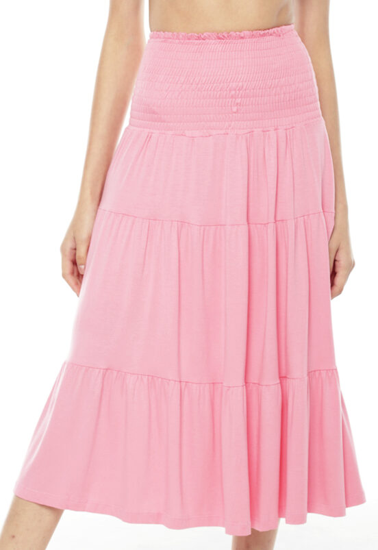 Saia Midi em Camadas com Lastéx Rosa Sob - Image 4