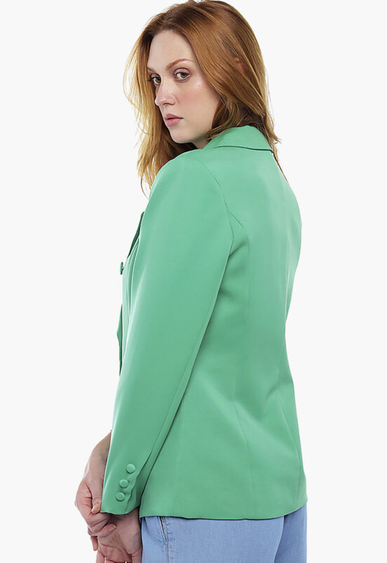 Blazer Verde Feminino Alfaiataria Sob Transpassado - Image 7