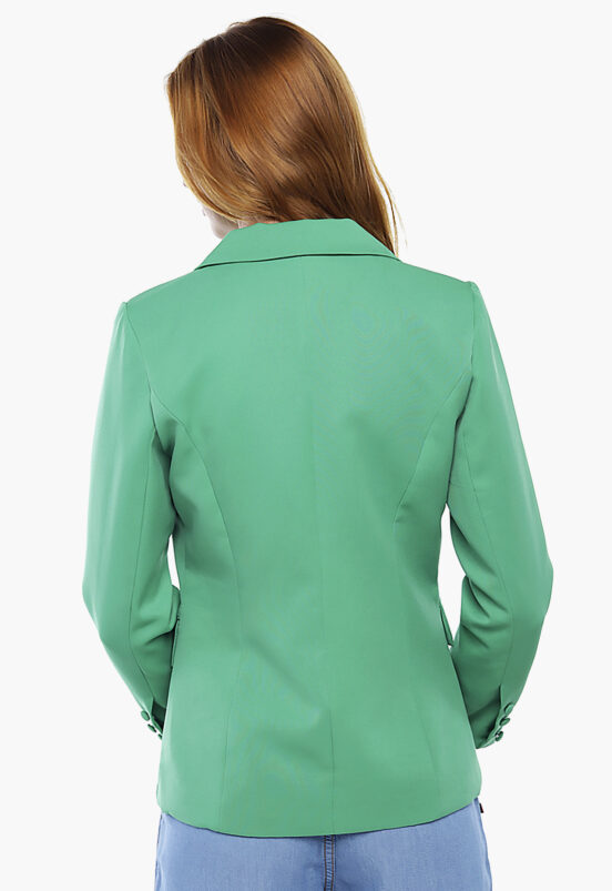Blazer Verde Feminino Alfaiataria Sob Transpassado - Image 6