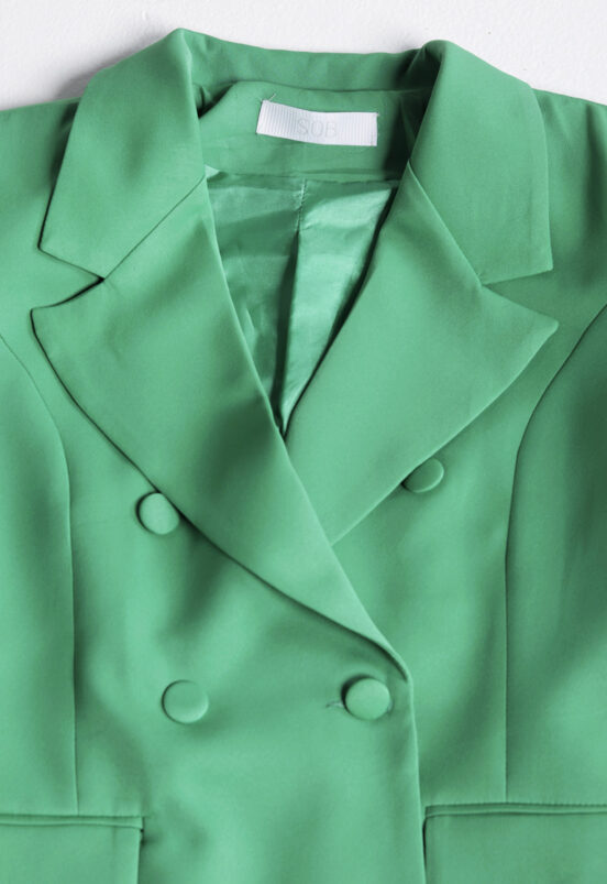 Blazer Verde Feminino Alfaiataria Sob Transpassado - Image 4