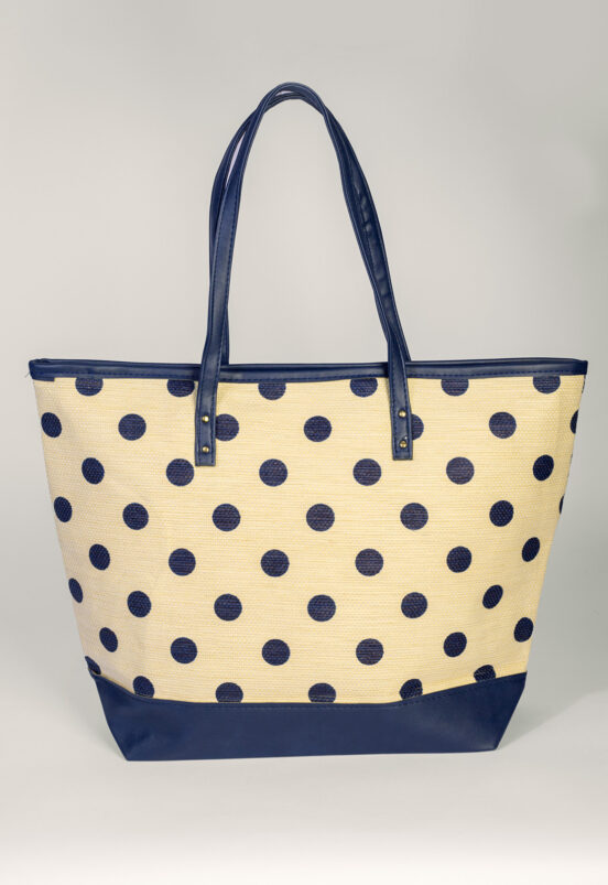 Bolsa de Palha Grande Praia Estampada Bolinhas Sob - Image 2