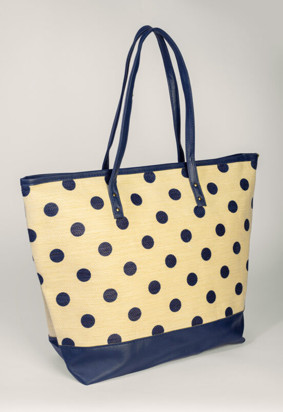 Bolsa de Palha Grande Praia Estampada Bolinhas Sob - Image 3