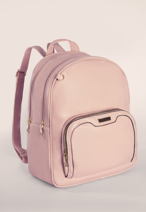 Mochila Feminina Rosa Lisa Social com Nécessaire Sob - Image 3