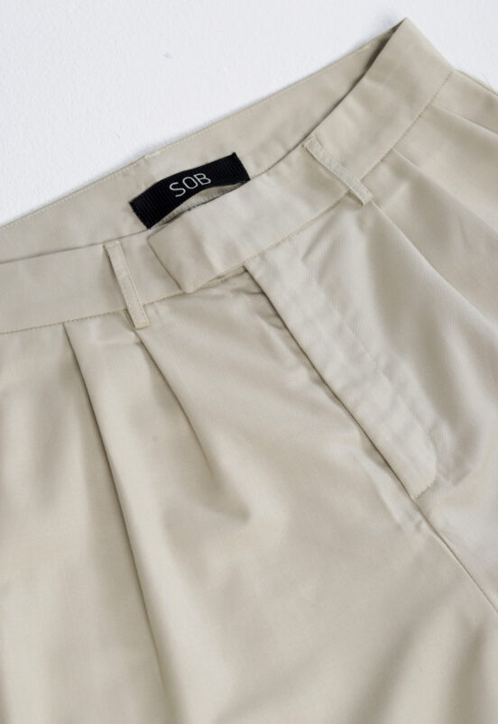 Calça de Pregas Areia Pantalona Alfaiataria Feminina Sob - Image 8