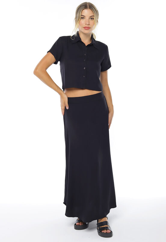 Conjunto Preto Saia Longa e Blusa em Viscose Sob Sob - Image 8