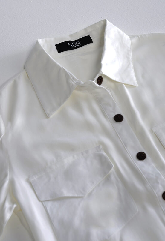 Jaqueta Cropped Leve Estilo Camisa Feminina Branca - Image 6