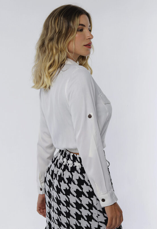 Jaqueta Cropped Leve Estilo Camisa Feminina Branca - Image 8