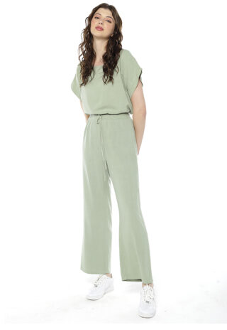 Conjunto de Calça e Blusa de Linho Pantalona Sob Verde