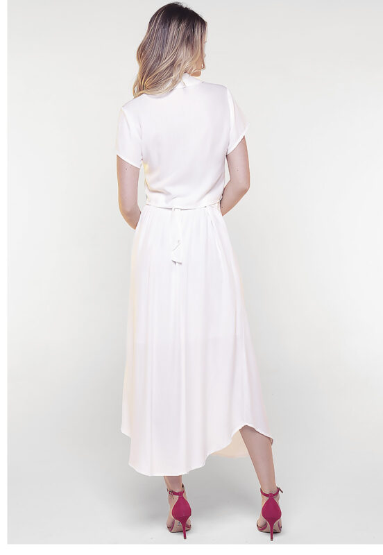 Conjunto Saia Longa e Camisa Cropped Liso Sob Branco - Image 4