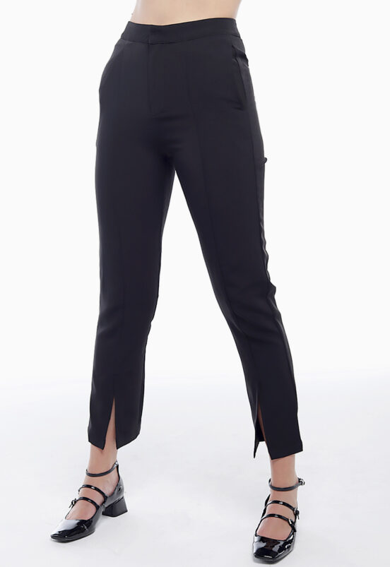 Calça Social  Preta Feminina Alfaiataria com Elastano e Bolsos Sob - Image 3