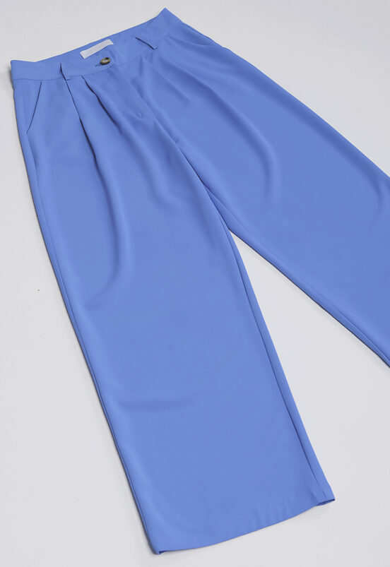 Calça Social de Pregas Azul Feminina  Alfaiataria Pantalona Sob - Image 5