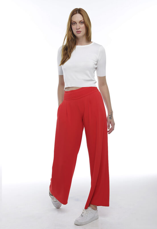 Calça Social Feminina Alfaiataria com Pregas Sob Vermelha - Image 2