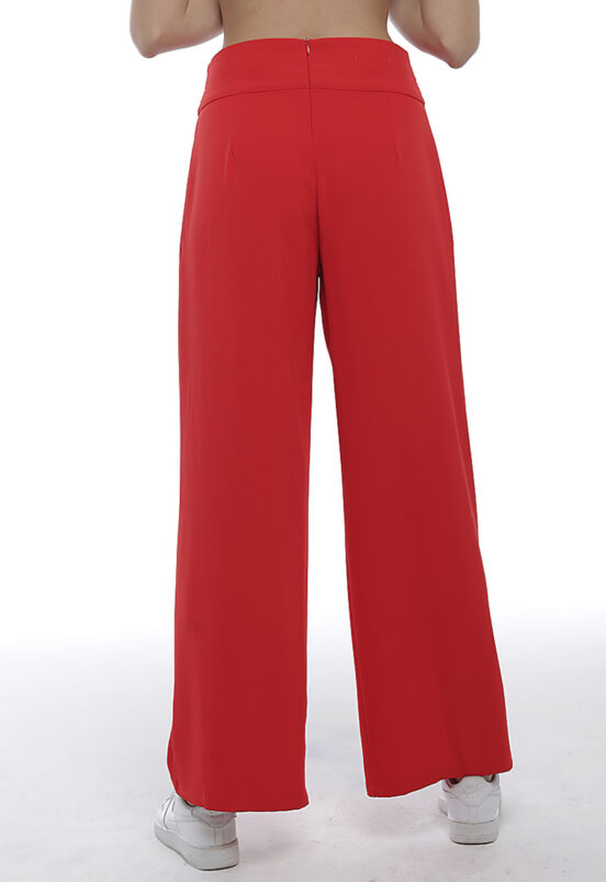 Calça Social Feminina Alfaiataria com Pregas Sob Vermelha - Image 3
