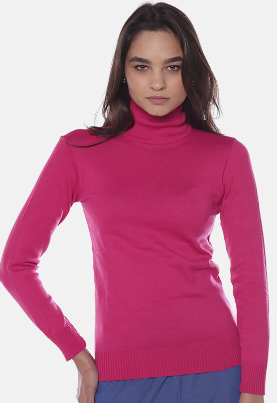 Blusa de Tricot Gola Alta Manga Longa Justa Sob Pink - Image 3