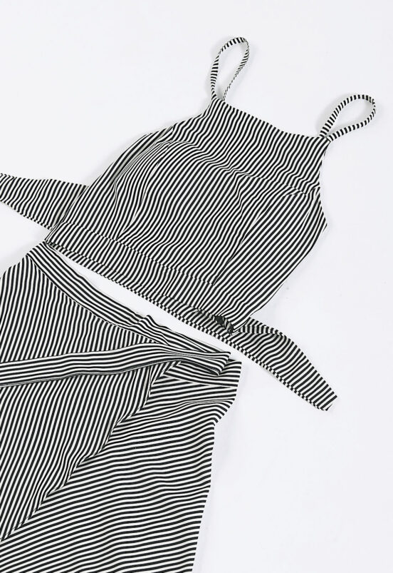 Conjunto Saia Longa e Blusa Listrado Preto Sob - Image 7