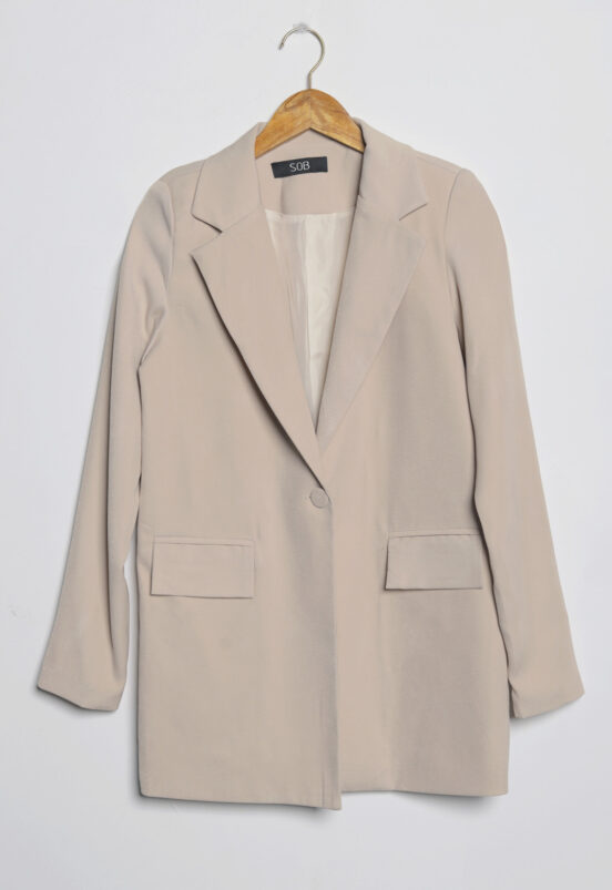 Blazer Caramelo Feminino Longo Alfaiataria com Bolsos Sob - Image 8