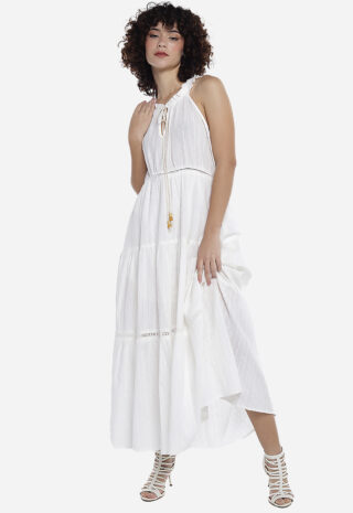 Vestido Branco Longo de Laise de Algodão Saia 3 Marias  Sob