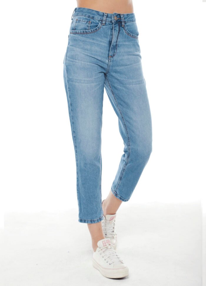 Calça Jeans Feminina Slim Barra Dobrada Sob Azul - Imagem 2