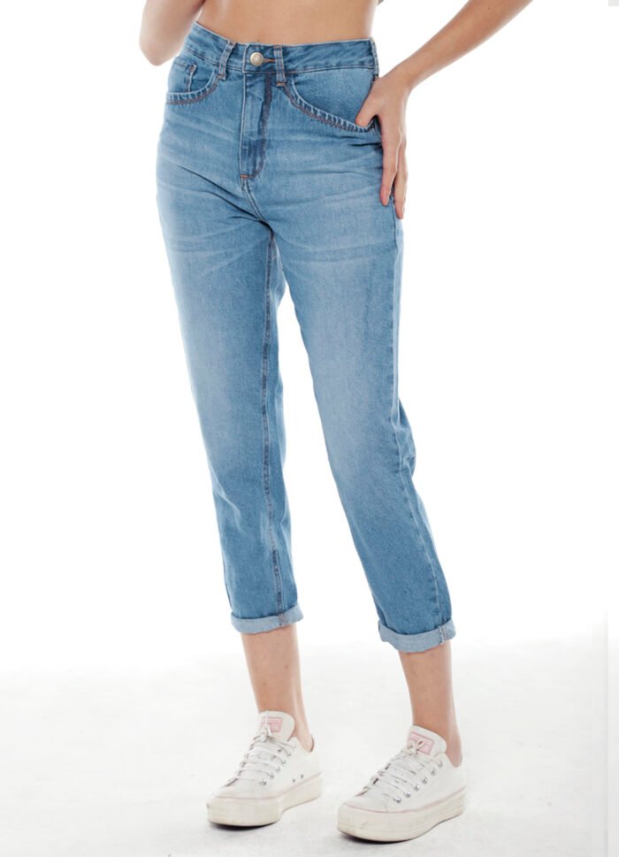 Calça Jeans Feminina Slim Barra Dobrada Sob Azul - Imagem 5
