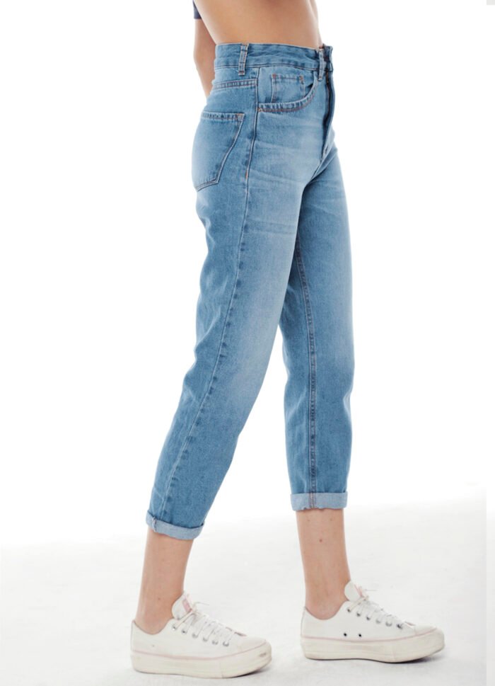 Calça Jeans Feminina Slim Barra Dobrada Sob Azul - Imagem 4