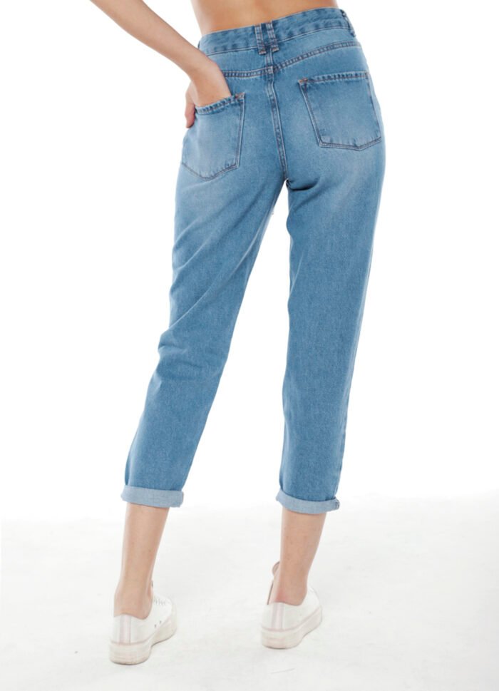 Calça Jeans Feminina Slim Barra Dobrada Sob Azul - Imagem 3