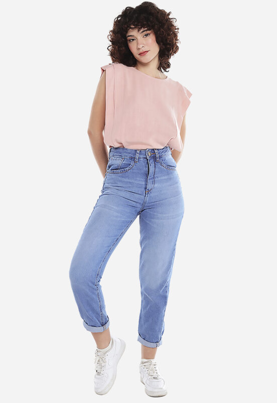 Blusa de Linho Manga Curta Rosa com Pregas Sob - Image 6